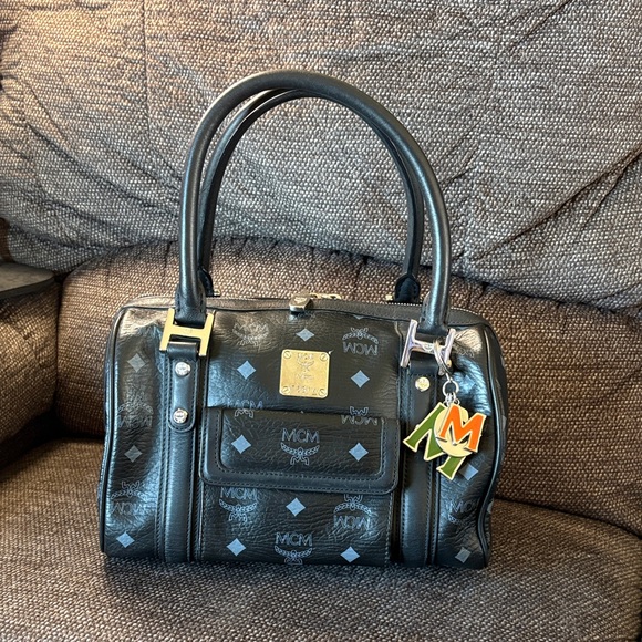 MCM Handbags - MCM Visetos Black Boston Bag and Logo Charm